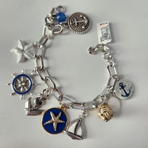 BRIGHTON CRUZ NAUTICAL bracelet silver starfish anchor CHARM $118 sea ocean ship